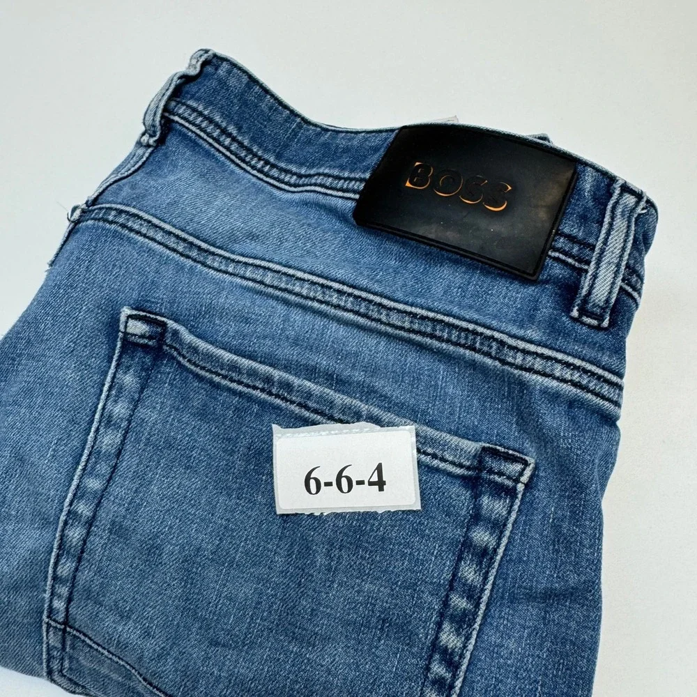 Hugo Boss Jeans Mens 36x29 Blue Taber Tapered Fit Denim Designer Luxury